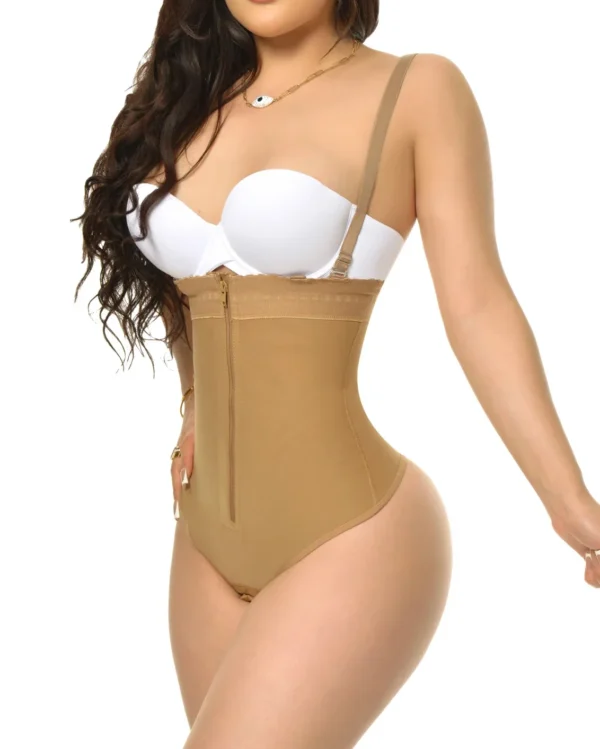 Colombian Tummy Control Shapewear – Zipper Bodysuit with Removable Thong