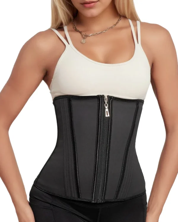 Latex Waist Trainer – Double Control Corset with Zipper & Hooks