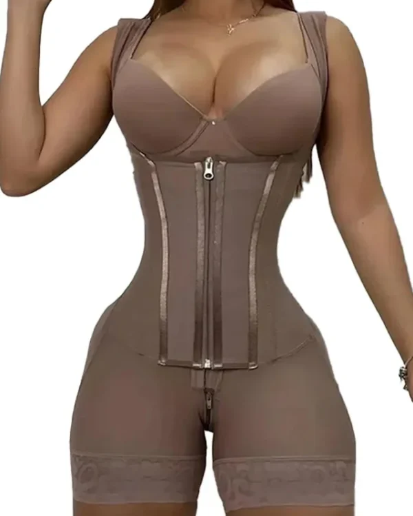 Full Body Shaper – 9-Bone Compression Bodysuit with Double Tummy Control